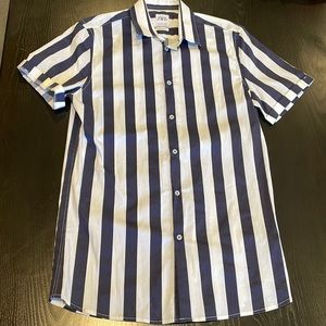 Zara Mens striped short sleeve button up
